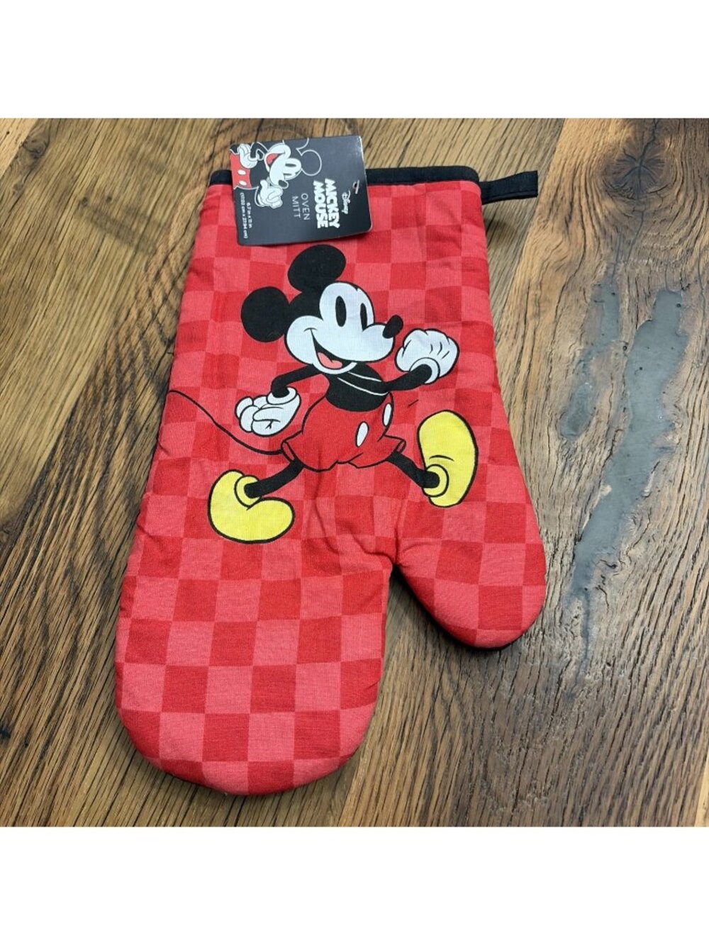 Disney Mickey Mouse Oven Mit NWT Red Check